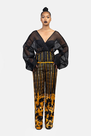 "MAJI" Black Mesh 3D Jumpsuit