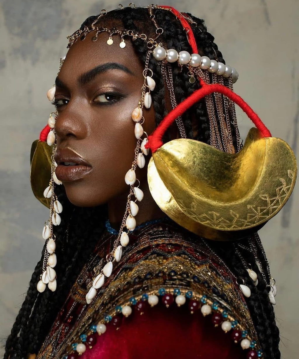 Boucles d'oreilles "FULANI dorées XXL" à poser