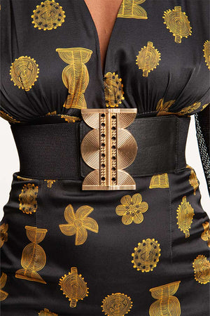 Robe courte ELMINA noire avec imprimés