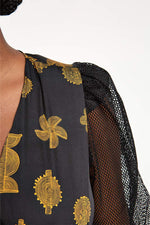 Robe courte ELMINA noire avec imprimés