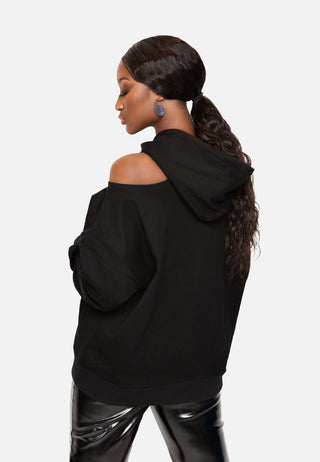 LEWEUL black hoodie with cutouts