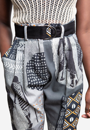 Pantalon taille haute "RIM" gris