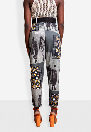 Pantalon taille haute "RIM" gris